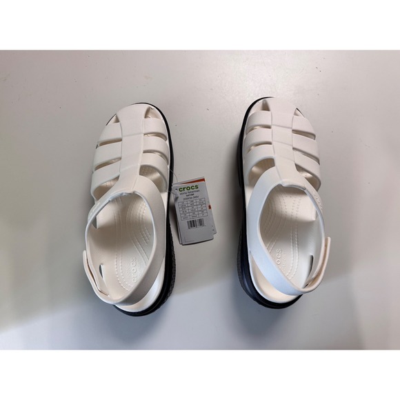 Crocs Stomp Fisherman Sandal Chalk White Black Platform Womens 8 - Picture 3 of 6